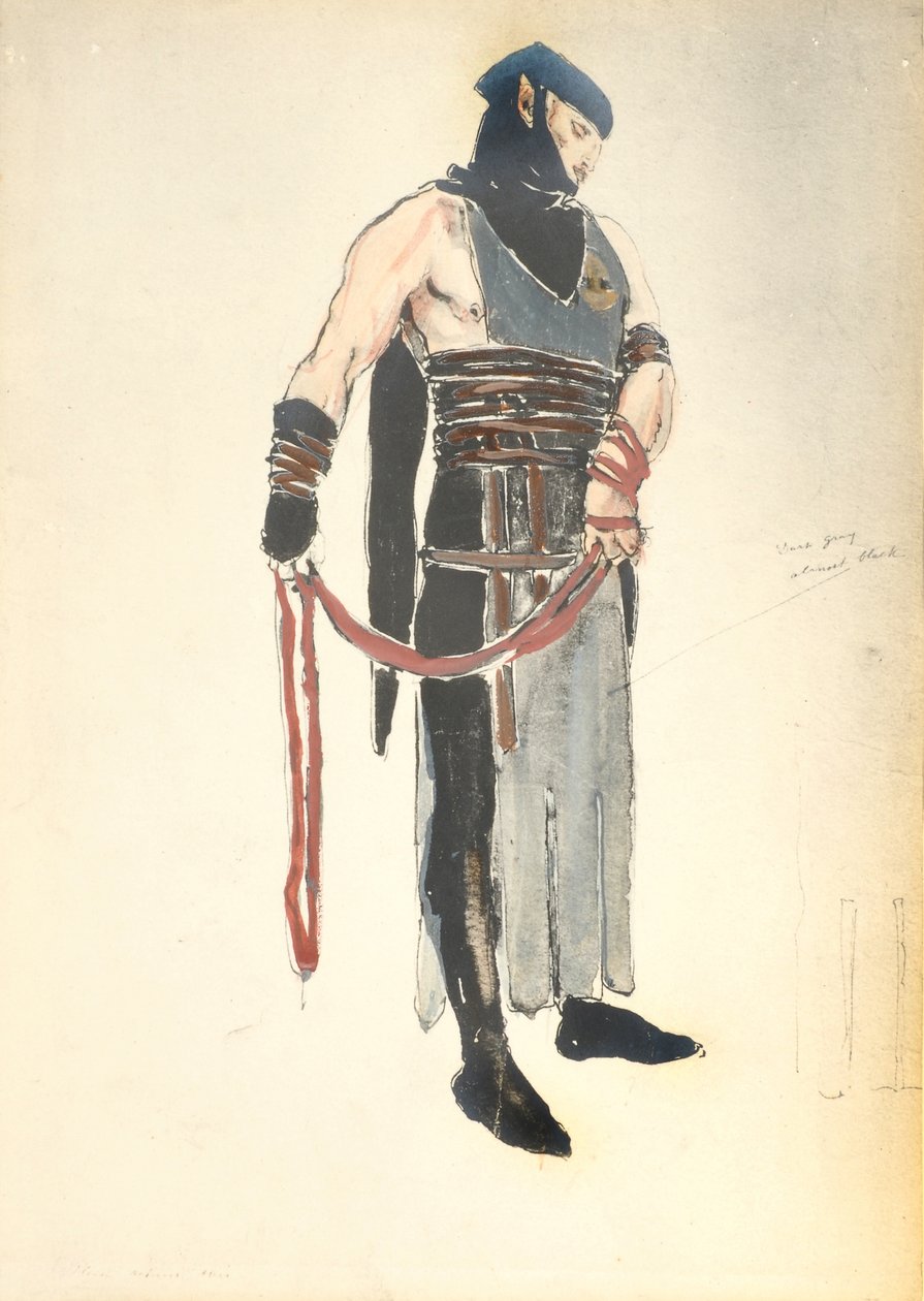 Jelmeztervezés a Queens Szolgájának Le Mort de Tintagiles-ben, 1912 (wc papíron) alkotó: Charles Ricketts