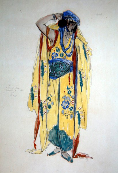 Oulade jelmezterve, 1920 körül (akvarell, gouache és ceruza papíron) alkotó: Charles Ricketts