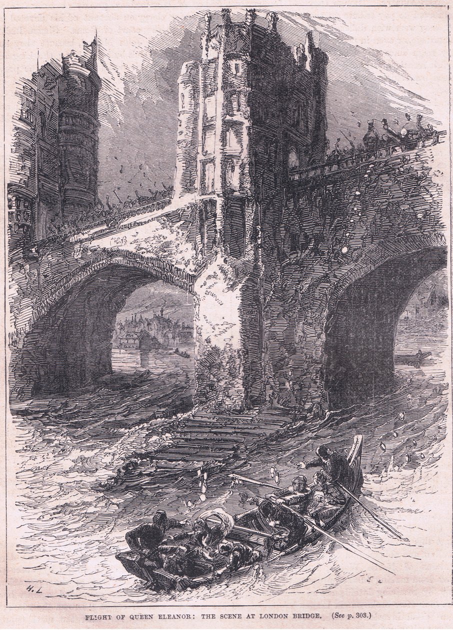 Eleanor királynő repülése: jelenet a London Bridge-nél, i.sz. 1263 alkotó: Charles Ricketts