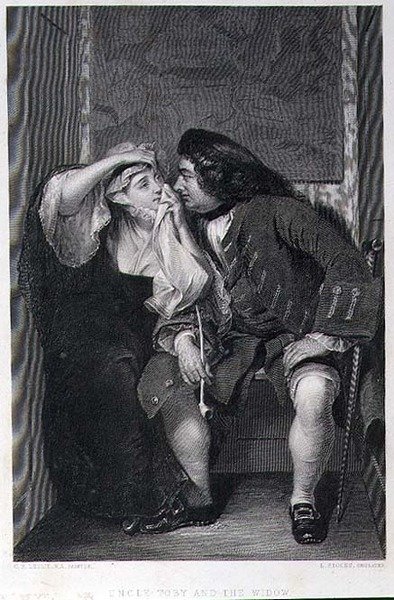 Toby bácsi és az özvegy, vésette Lumb Stocks (1812-92) (metszet) alkotó: Charles Robert (after) Leslie