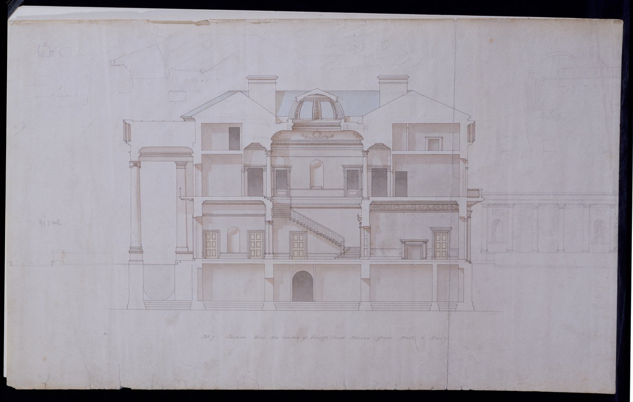 Tervek a Lough Crew házhoz, Meath megye, Írország, 1825 körül (toll és tinta és wc, papír) alkotó: Charles Robert Cockerell
