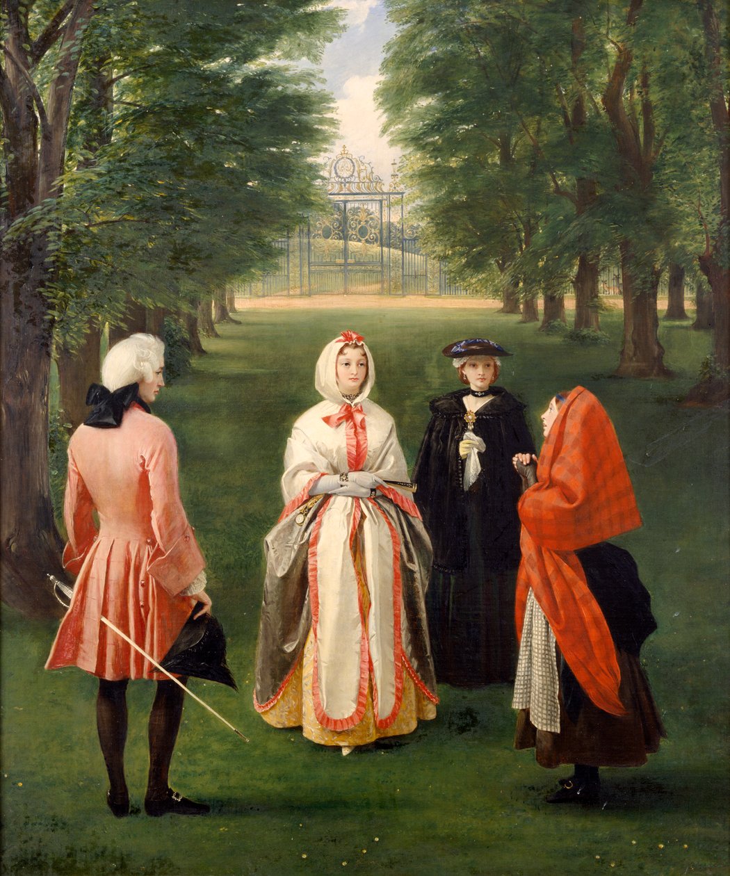 Jeanie Deans könyörög Caroline királynőhöz Argyll hercege és Lady Suffolk jelenlétében (olaj, vászon) alkotó: Charles Robert Leslie