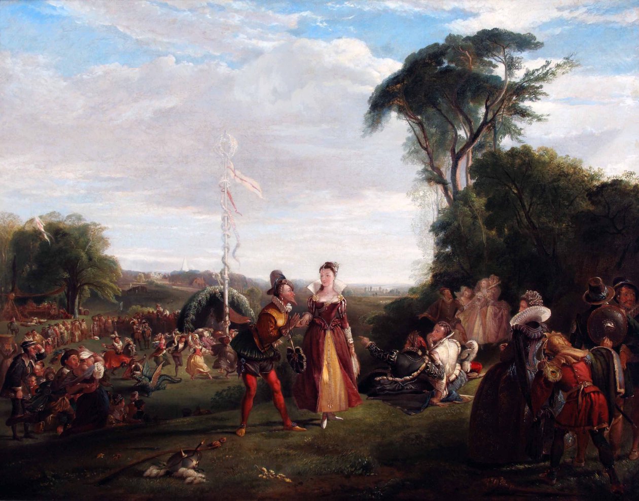Május elseje Erzsébet királynő idejében 1821 (Olaj, vászon) alkotó: Charles Robert Leslie