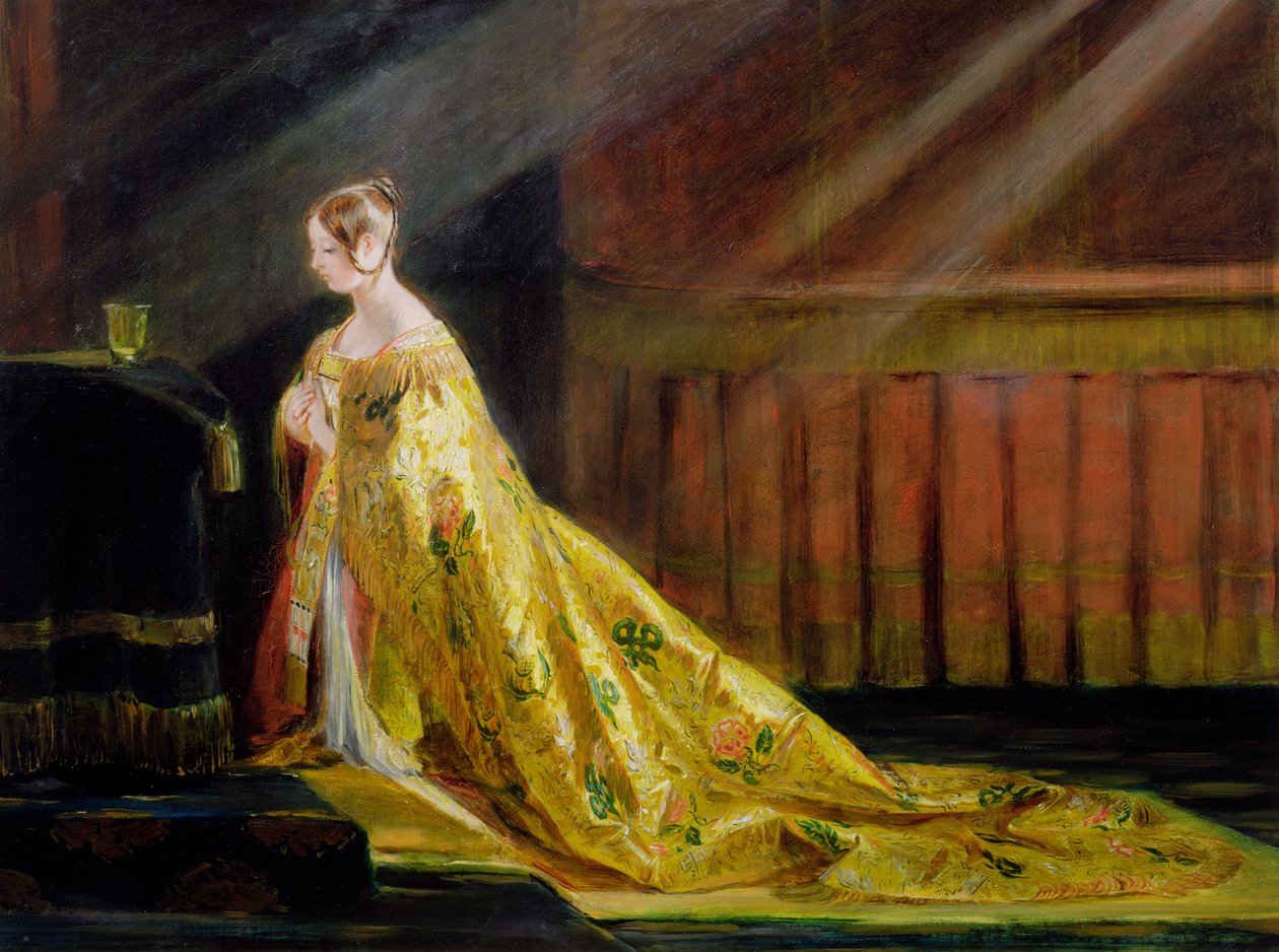 „Viktória királynő koronázási köntösében”, 1838 alkotó: Charles Robert Leslie