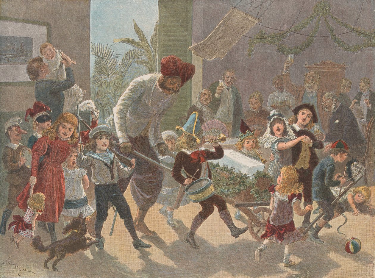 The Yule Log in India – Bringing in the Ice, The Graphic Christmas Numb..., 1889. december 2. alkotó: Charles Roberts