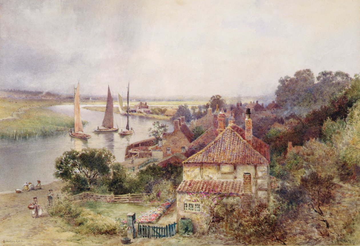 A Yare folyón, 1880 körül (akvarell papíron) alkotó: Charles Robertson