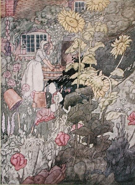 Egy házikókert, 1912-ben (színes litó) alkotó: Charles Robinson