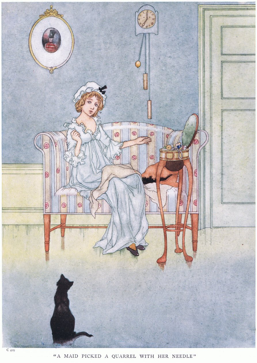 Egy szobalány veszekedett a tűvel, 1930-as évek alkotó: Charles Robinson
