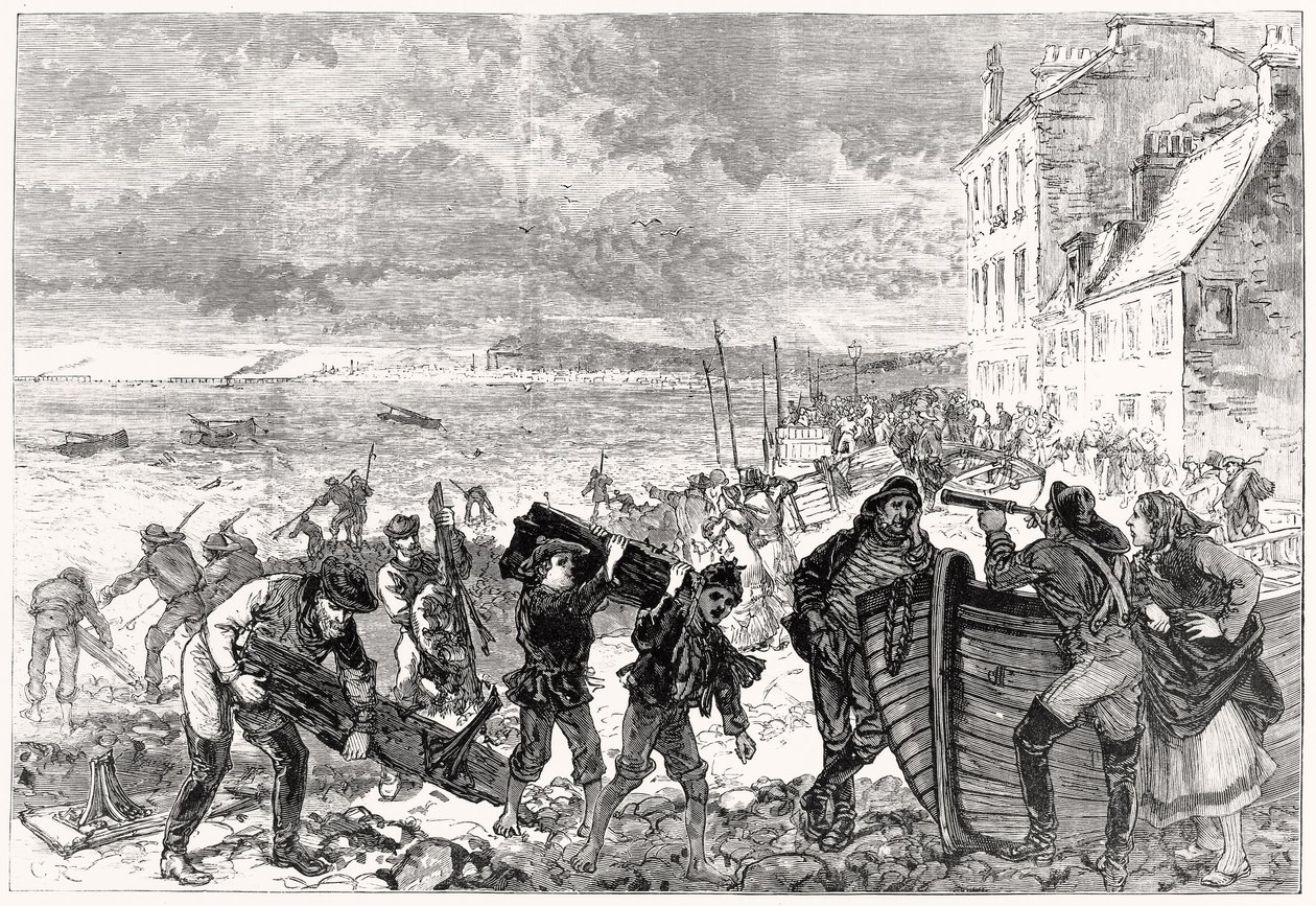 A Tay Bridge katasztrófája: A Broughty Ferry strandján roncsdarabok bukkantak fel alkotó: Charles Robinson