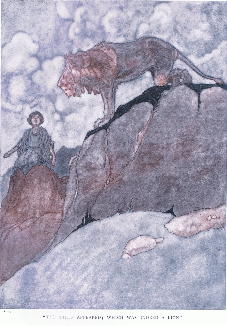 A tolvaj megjelent; ami valóban oroszlán volt, 1930-as évek alkotó: Charles Robinson