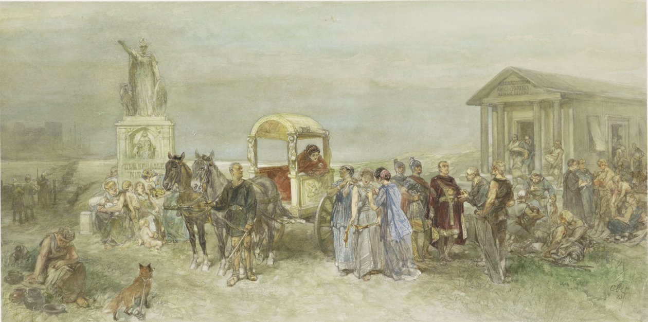 Piactér rómaiakkal és batavákkal alkotó: Charles Rochussen