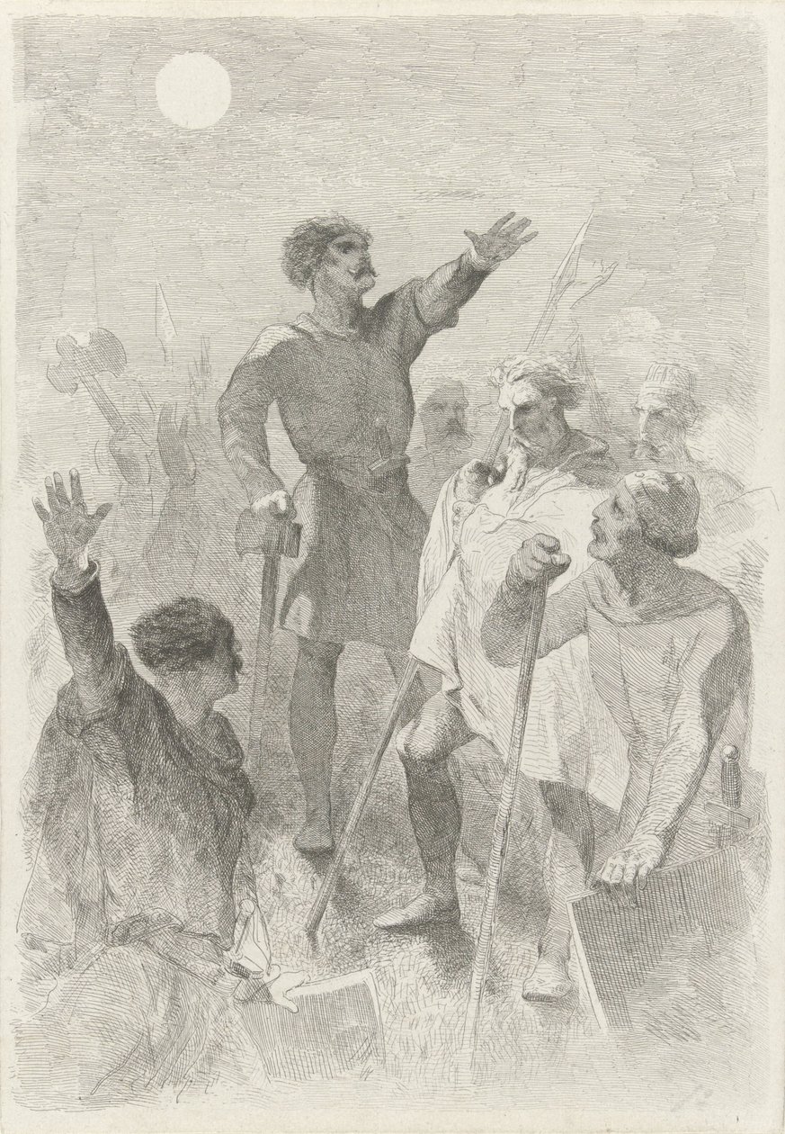 Wilfried a harcosaitól körülvéve alkotó: Charles Rochussen