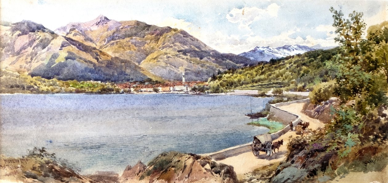 Mergozzo-tó Maggiore-tó Pallanza közelében (akvarell) alkotó: Charles Rowbotham
