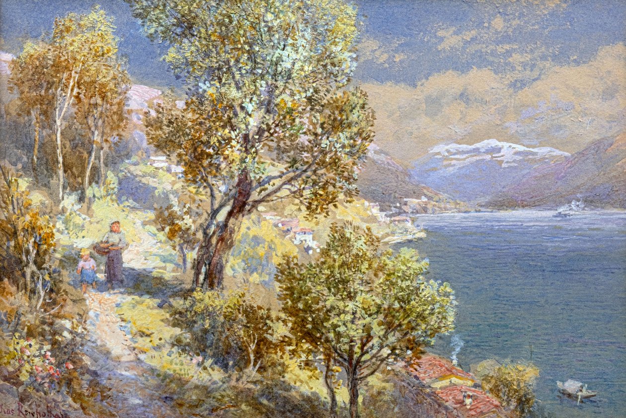 Luganói-tó (akvarell) alkotó: Charles Rowbotham