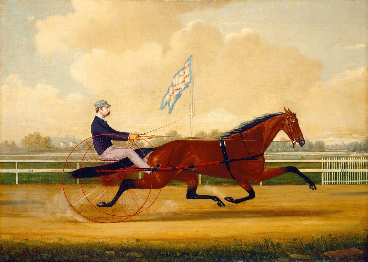 Budd Doble Driving Goldsmith Maid a Belmont Driving Parkban, 1876. alkotó: Charles S. Humphreys