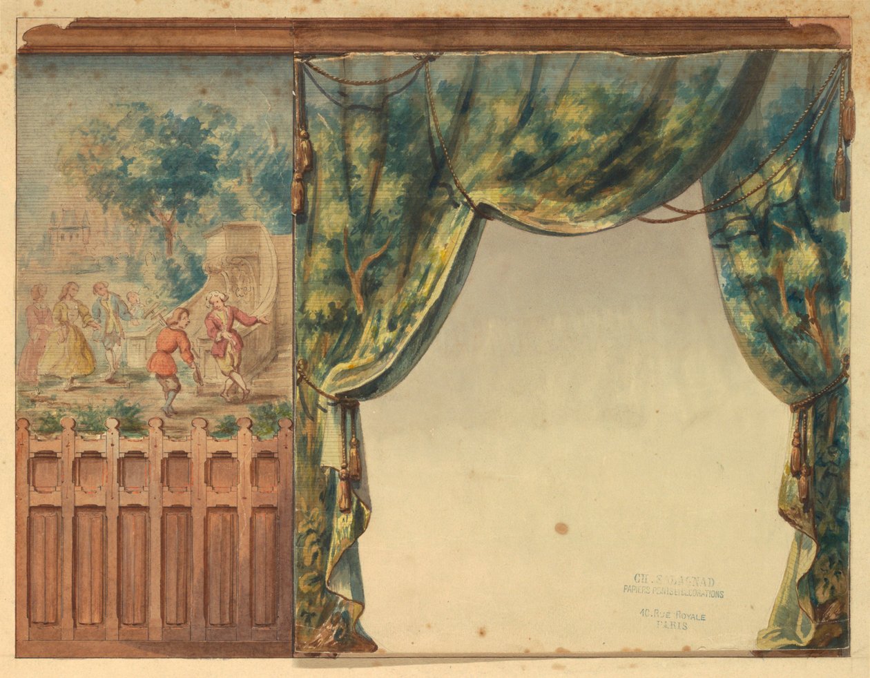 A Château-sur-Mer, Newport, Rhode Island-i lépcsőház egy részének tervezése alkotó: Charles Salagnad, French