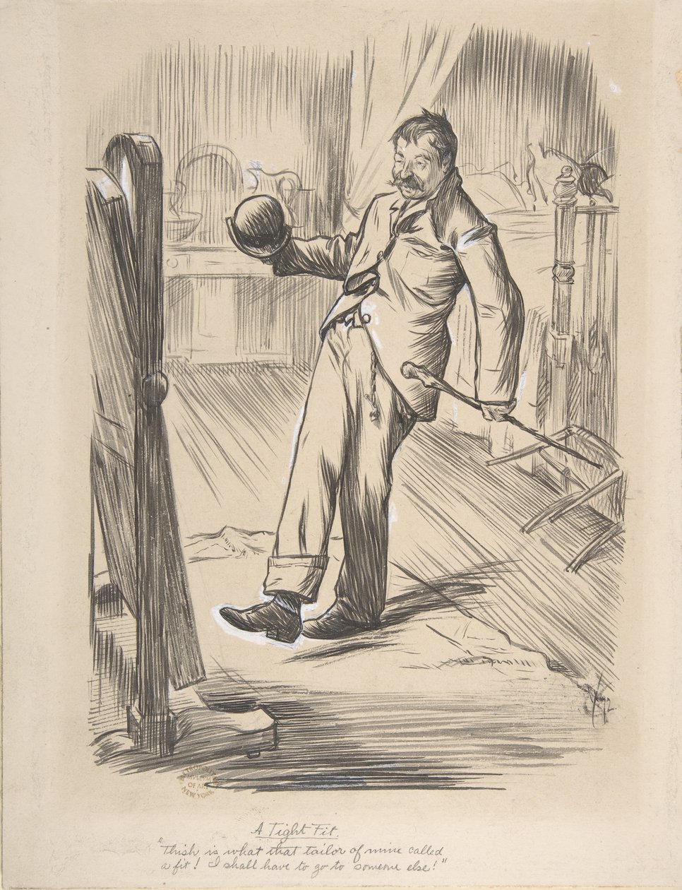 Szűk szabás, 1872. alkotó: Charles Samuel Keene