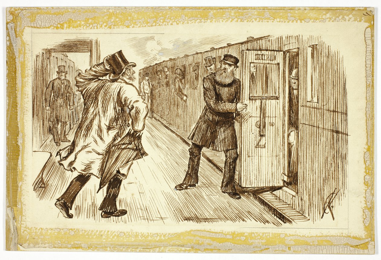 Ember elkapása vonat alkotó: Charles Samuel Keene
