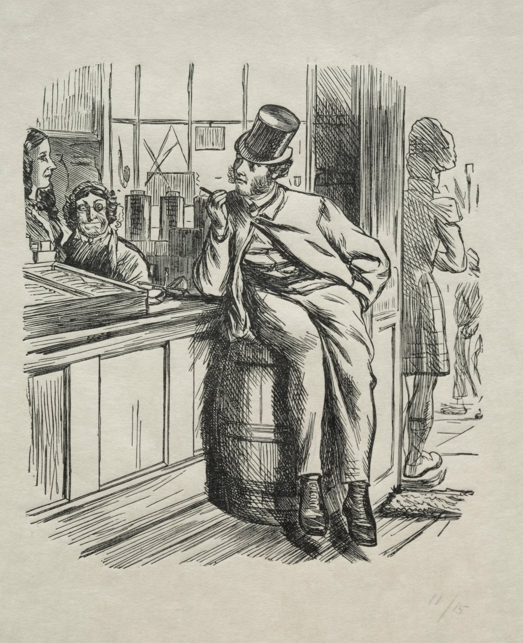 Mi történt egy gazdag bácsi megölésével egy karácsonykor, 1865. alkotó: Charles Samuel Keene