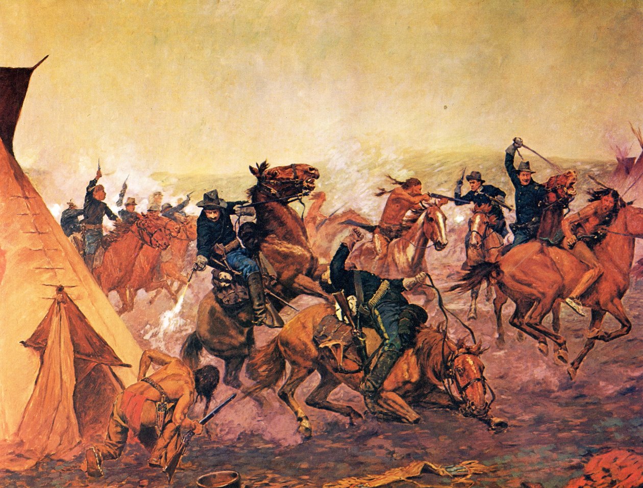 Támadás hajnalban alkotó: Charles Schreyvogel