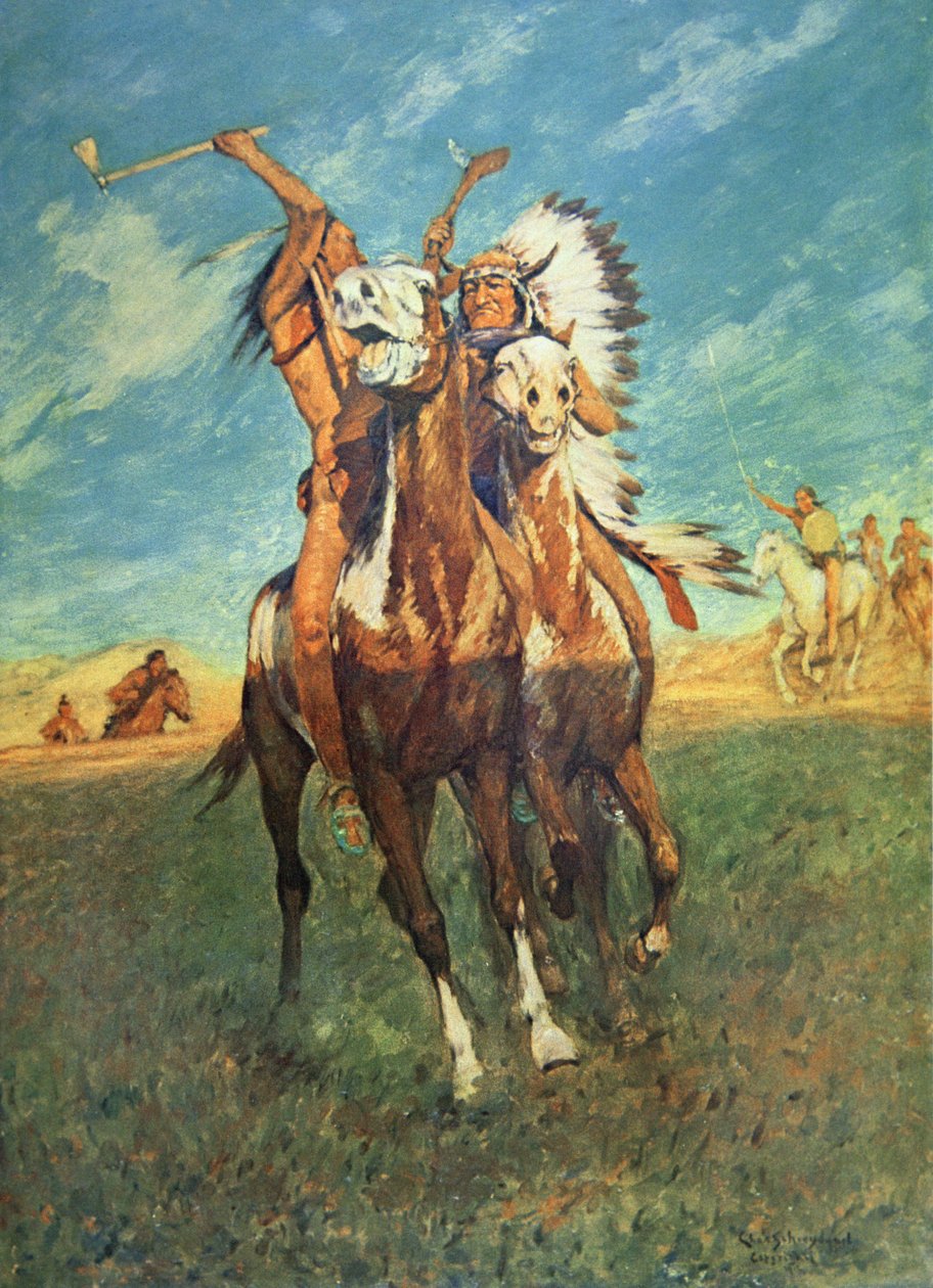 Küzdelem a célig (akvarell papíron) alkotó: Charles Schreyvogel