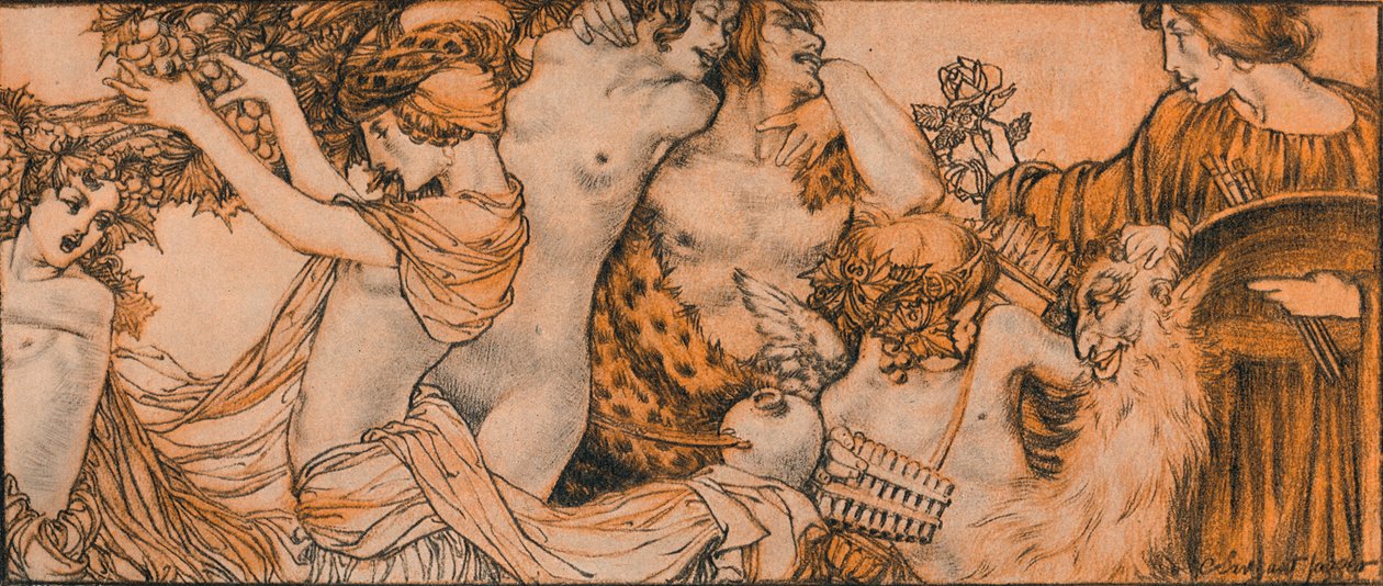Illusztráció Omar Khayyam Rubaiyatjából, 20. század 1914-1915 alkotó: Charles Sergeant Jagger