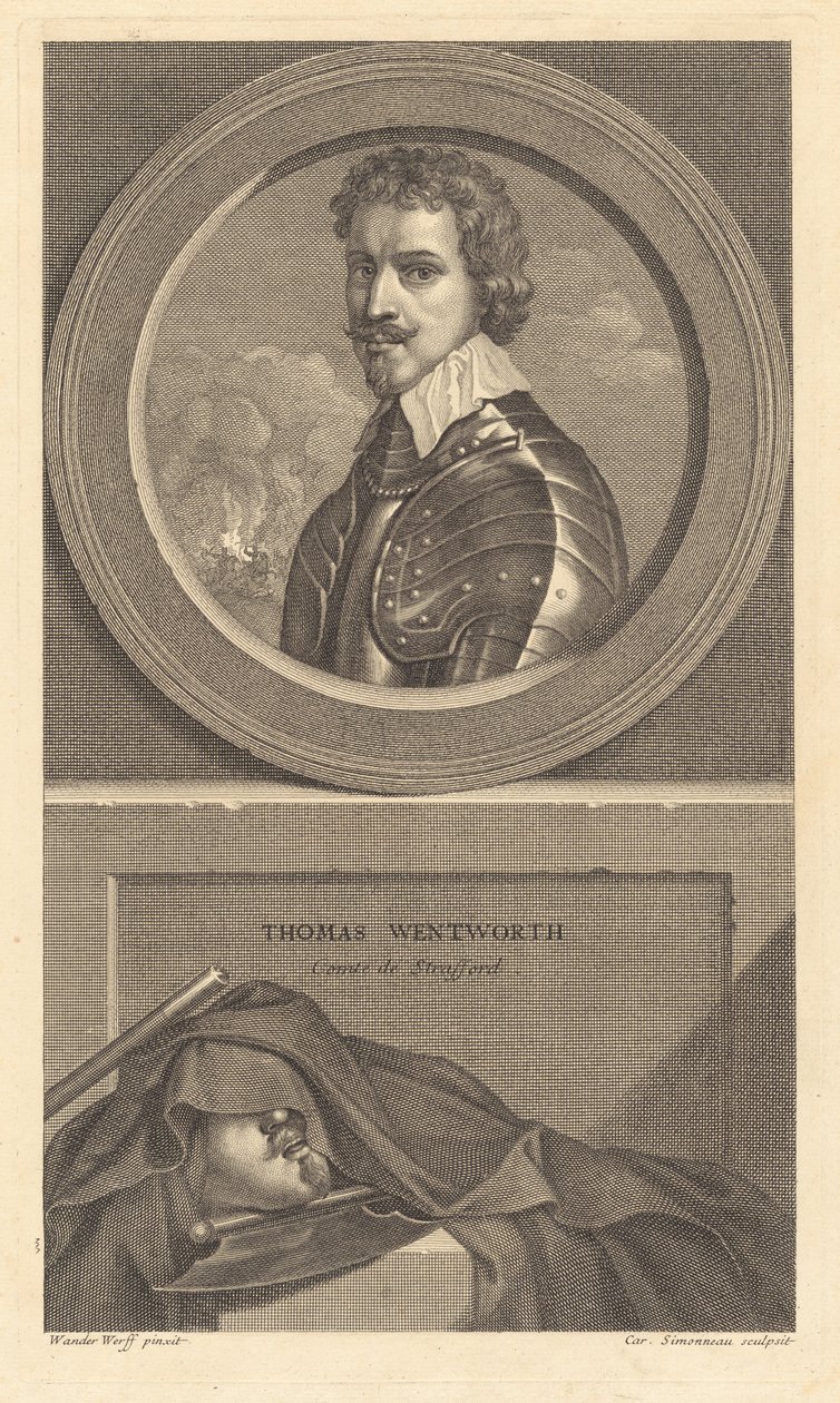 Thomas Wentworth, Strafford grófja alkotó: Charles Simonneau after Adriaen van der Werff after Sir Anthony van Dyck