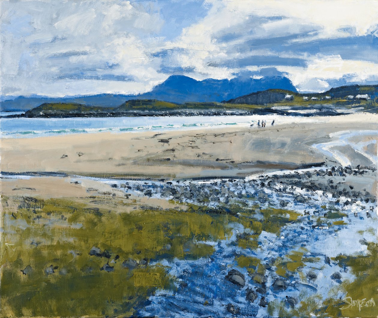 Négy figura és egy kutya, 2011 (olaj, vászon) alkotó: Charles Simpson