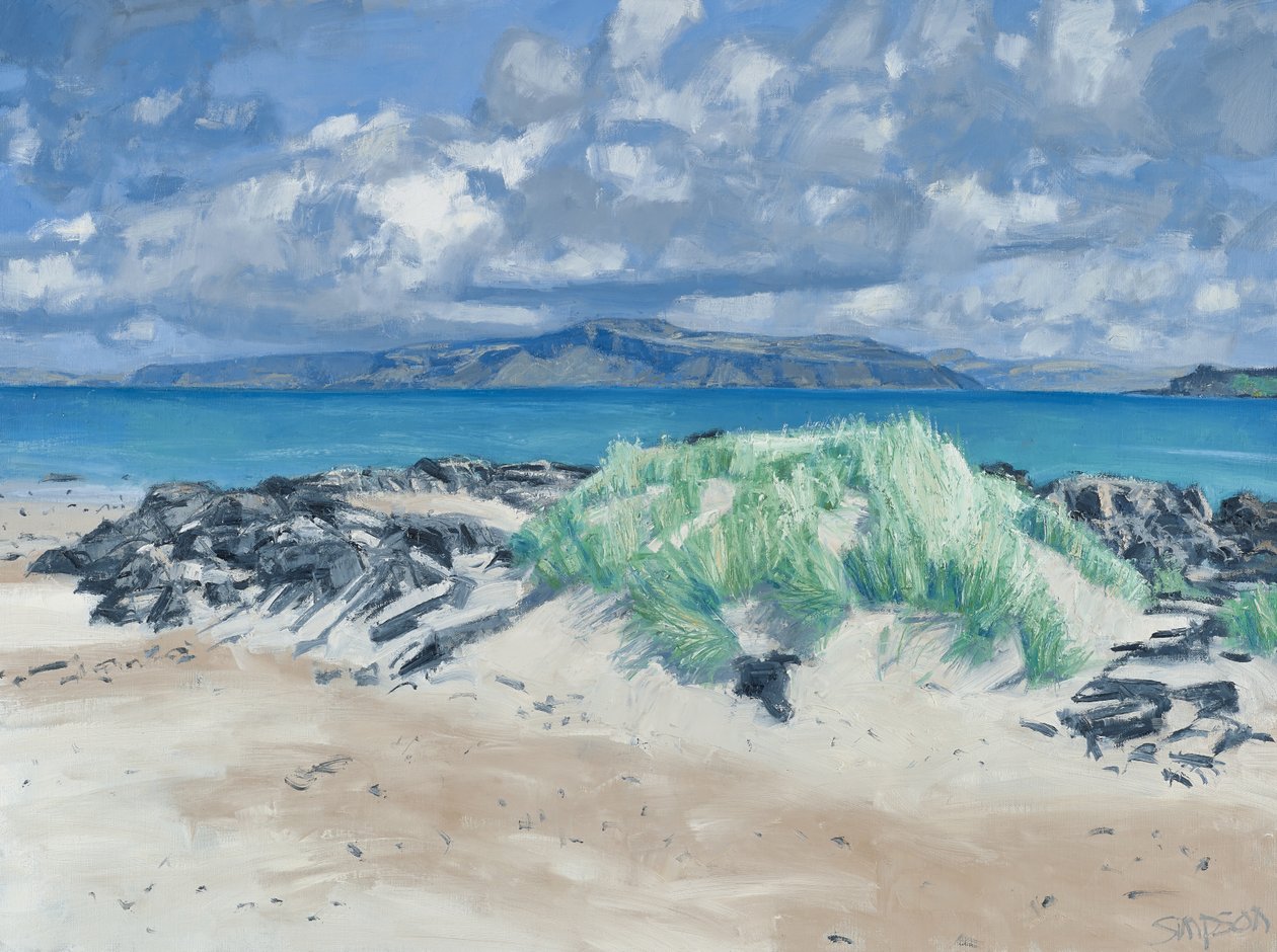 Sziklák és füvek, Iona, 2013 (olaj, vászon) alkotó: Charles Simpson