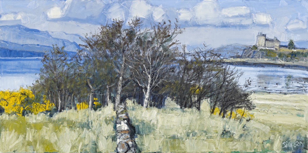 Fák és kastély, Mull, 2010 (olaj, vászon) alkotó: Charles Simpson