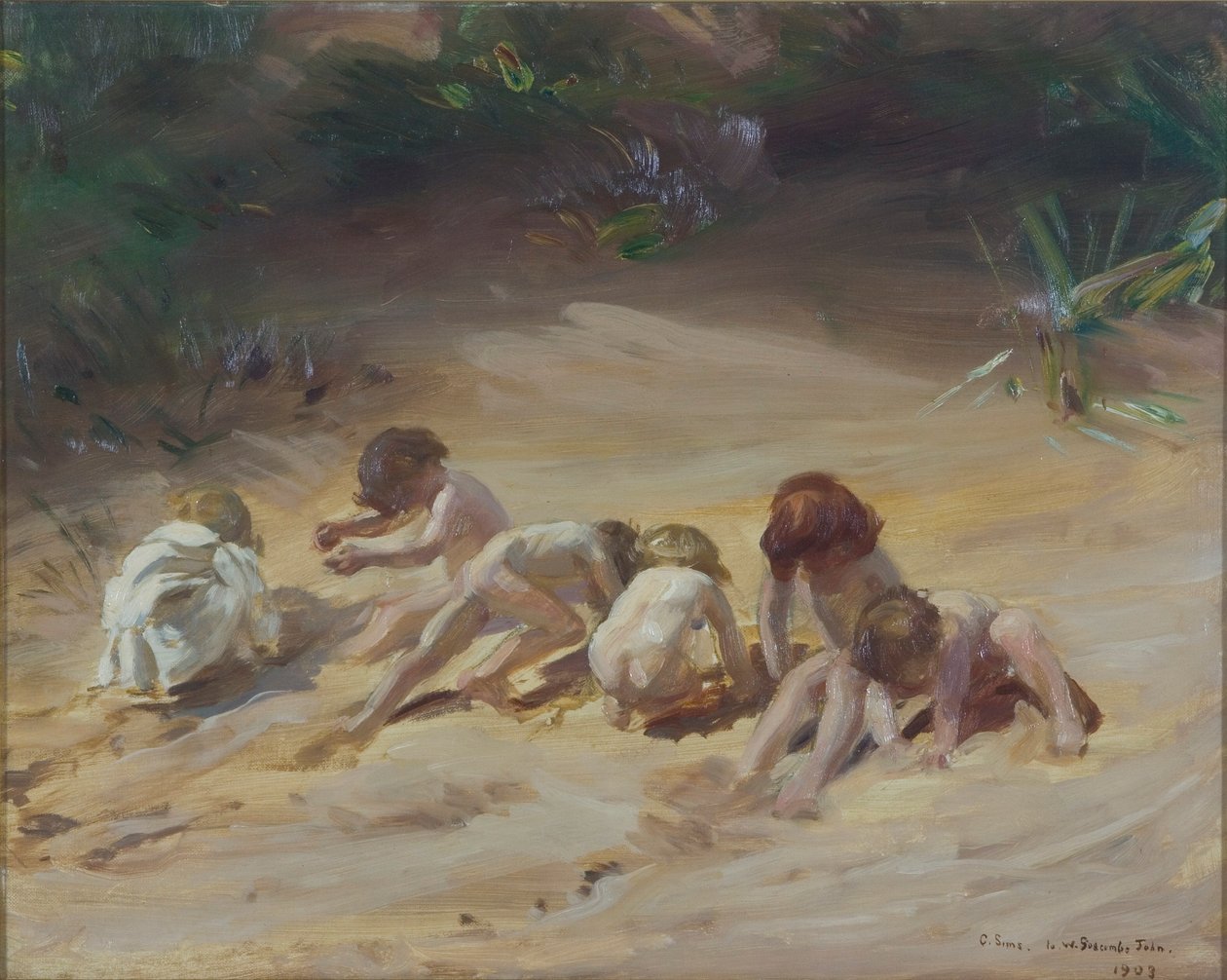 "Gyermekek játszanak", 1903 alkotó: Charles Sims