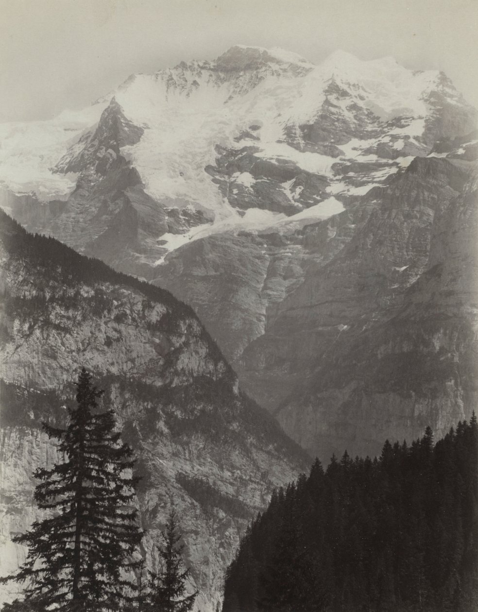 Jungfrau, Kilátás Mürrenből, Svájc, c. 1860-as évek. alkotó: Charles Soulier