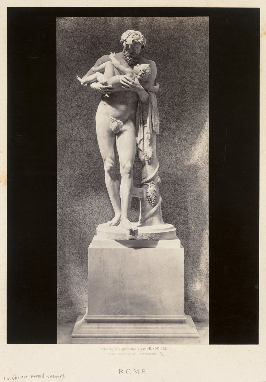 Silenus, aki a gyermek Dionüszoszt, Louvre Múzeum, Párizs, c. 1860-as évek. alkotó: Charles Soulier