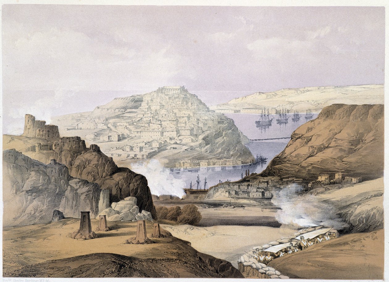 Sebastopol városa „” Szevasztopolban””, Ch. Hardinge. Litho, Vincent Brooks, d. London 1855 Henry Graves. alkotó: Charles Stewart Hardinge