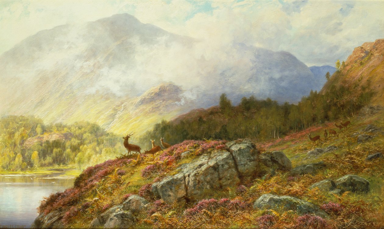 Szarvas felvidéki tájban (olaj, vászon) alkotó: Charles Stuart