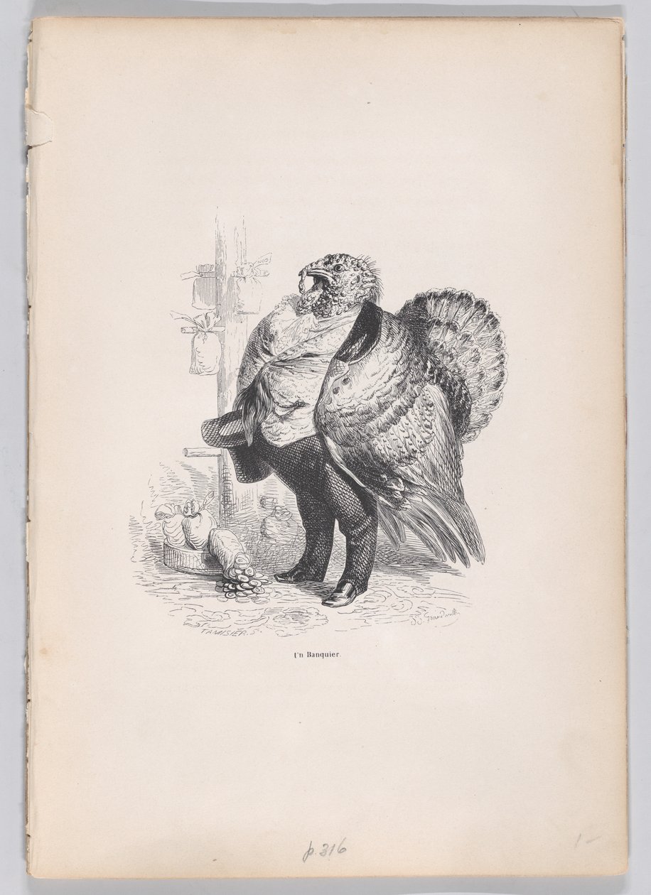 Egy bankár jelenetek az állatok magán- és közéletéből, kb. 1837-47. alkotó: Charles Tamisier