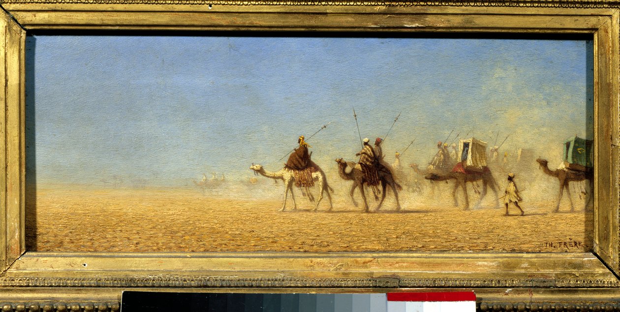 Karaván átkel a sivatagon. Charles Theodore Frere festménye Bey Frere-ben (1814-1888) alkotó: Charles Theodore  Frere