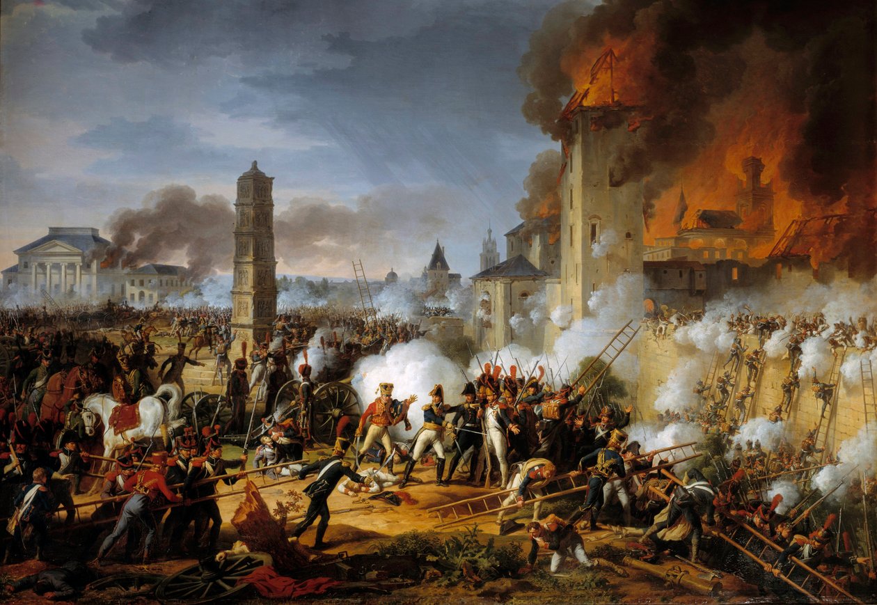 Regensburg támadása és elfoglalása a marechal Lannes által 1809.04.23-án Charles Thevenin (1764-1838) festménye 1810 V. 1,83x2,57 m alkotó: Charles Thevenin
