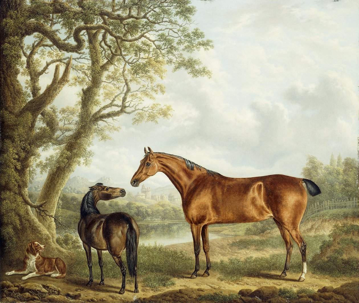 Vadászok és egy spániel egy kiterjedt tájon, 1827 alkotó: Charles Towne