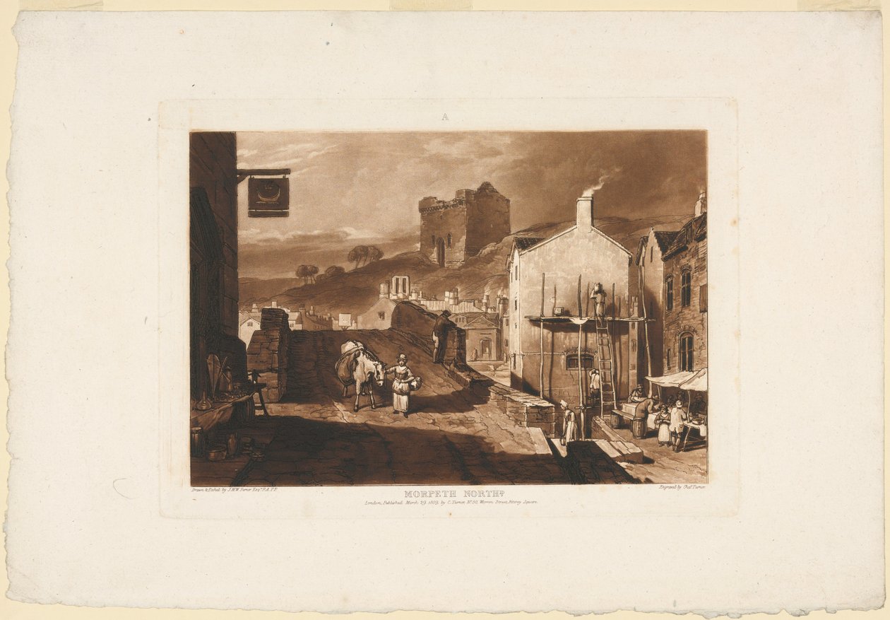 Morpeth, Northumberland, a Liber Studiorumból, 1809 alkotó: Charles Turner