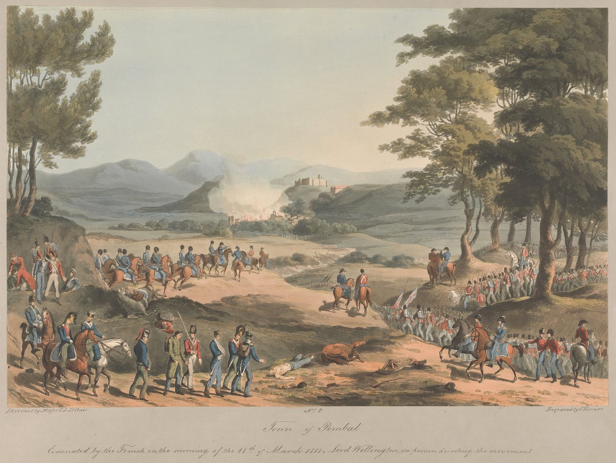 4. szám: Poinbal városa. A franciák 1811. március 11-én reggel kiürítették a várost. alkotó: Charles Turner