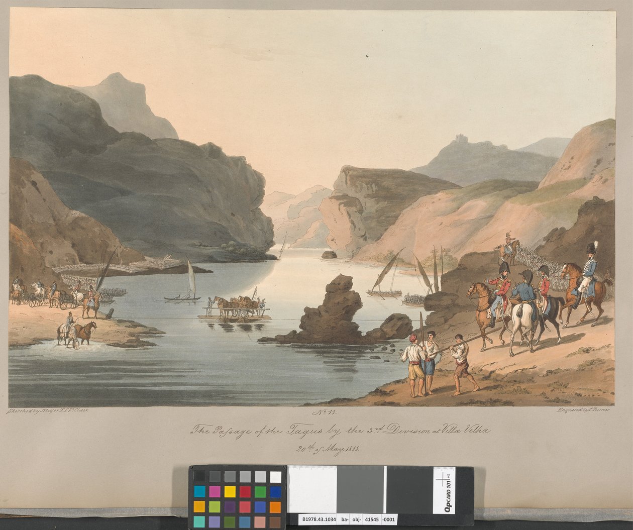 11. szám: A 3. hadosztály átkelése a Tejo folyón Villa Velha közelében, 1811. május 20. alkotó: Charles Turner