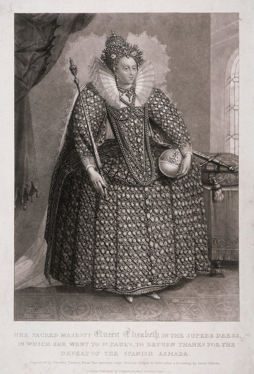 I. Erzsébet királynő jogart és gömböt tart a kezében, 1868 alkotó: Charles Turner