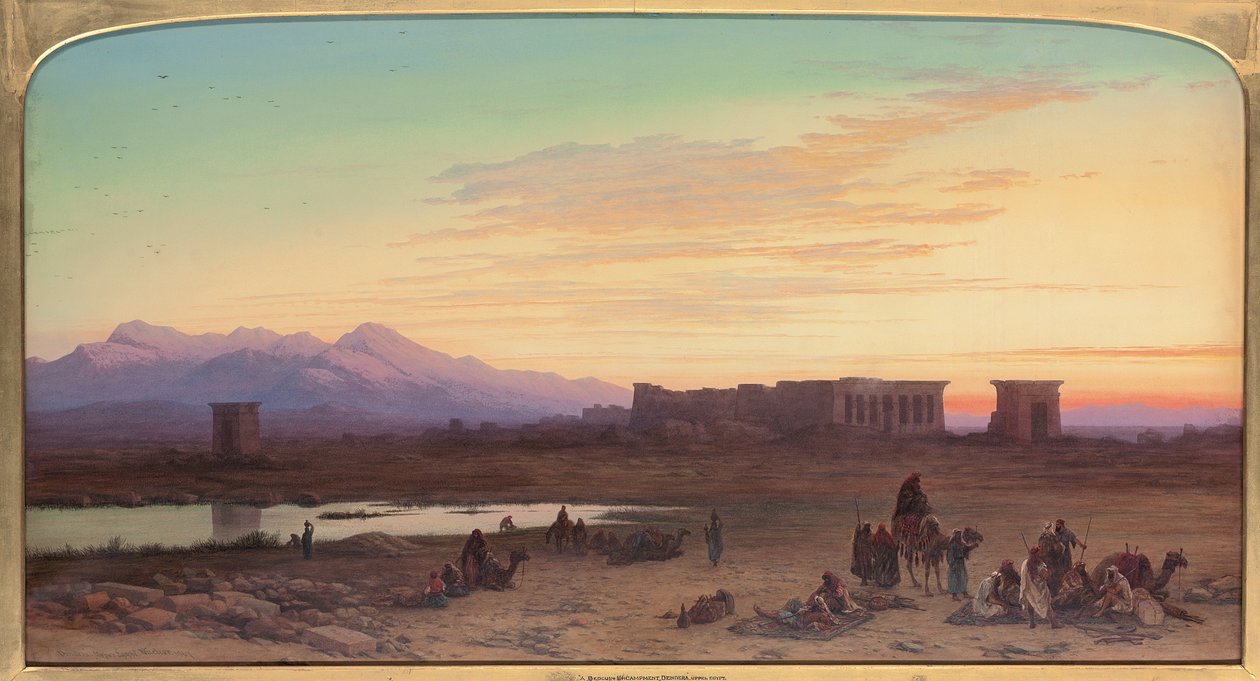 Beduin tábor Hathor temploma előtt Denderában, Egyiptomban, 1867 alkotó: Charles Vacher
