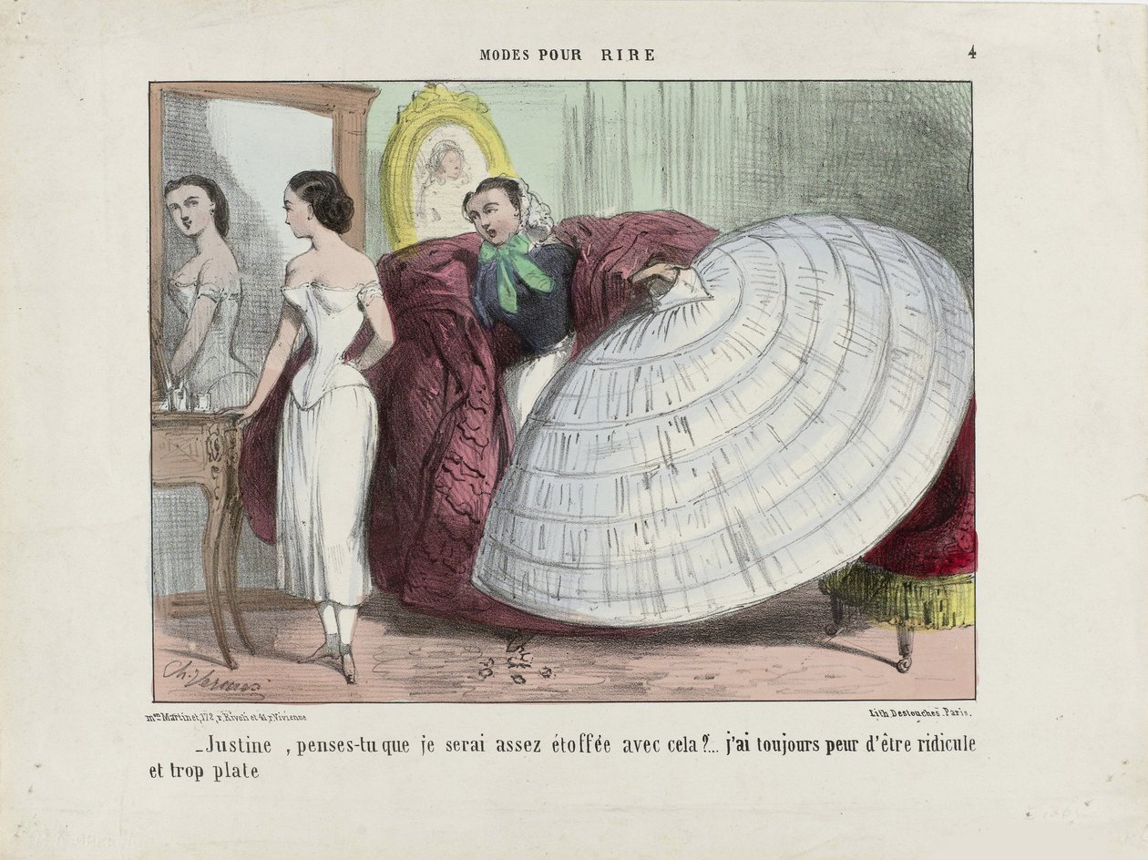 Justine, azt hiszed, hogy eléggé kidolgozom ezt... A Modes pour rire-ből, 1855-1859. alkotó: Charles Vernier