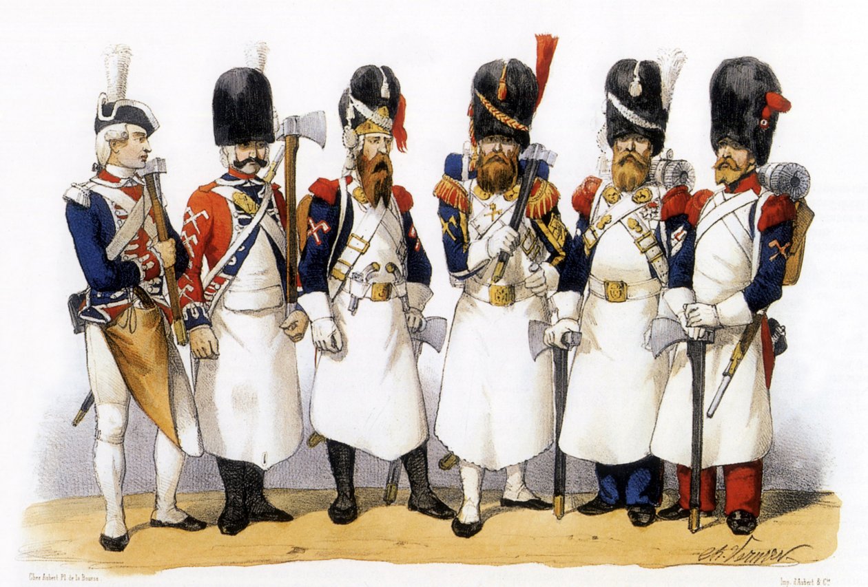 A francia hadsereg egyenruhái: Pionírok gyalogság: gyalogsági úttörők alkotó: Charles Vernier