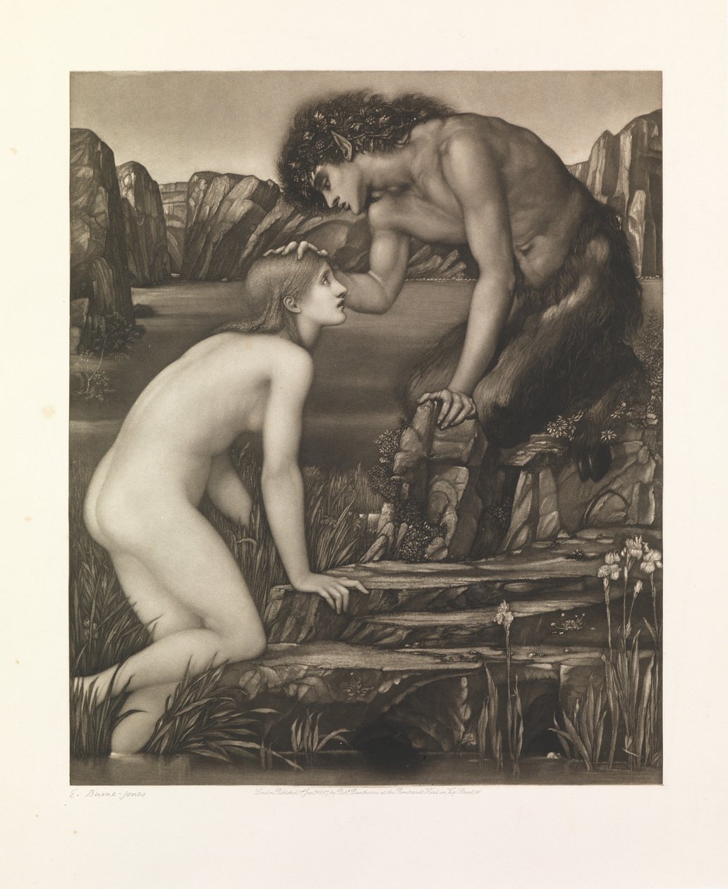 Pan és Psyche (mezzotint papírra nyomtatva) alkotó: Charles W. Campbell