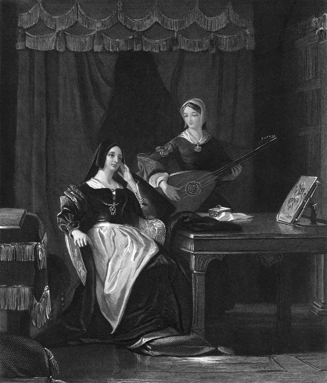 Katalin királynő, VIII. Henrik angol királynő hitvese, 19. század. alkotó: Charles W. Sharpe