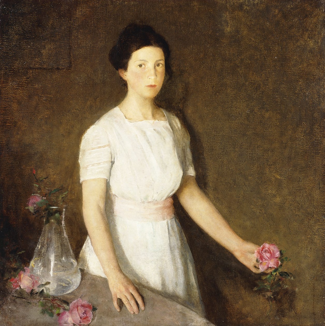 Lány vörös rózsával alkotó: Charles Webster Hawthorne
