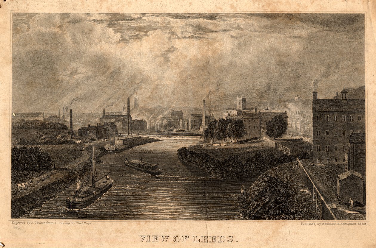 Leeds látképe, J. Cousen metszete, 1827 előtt (metszet) alkotó: Charles West (after) Cope